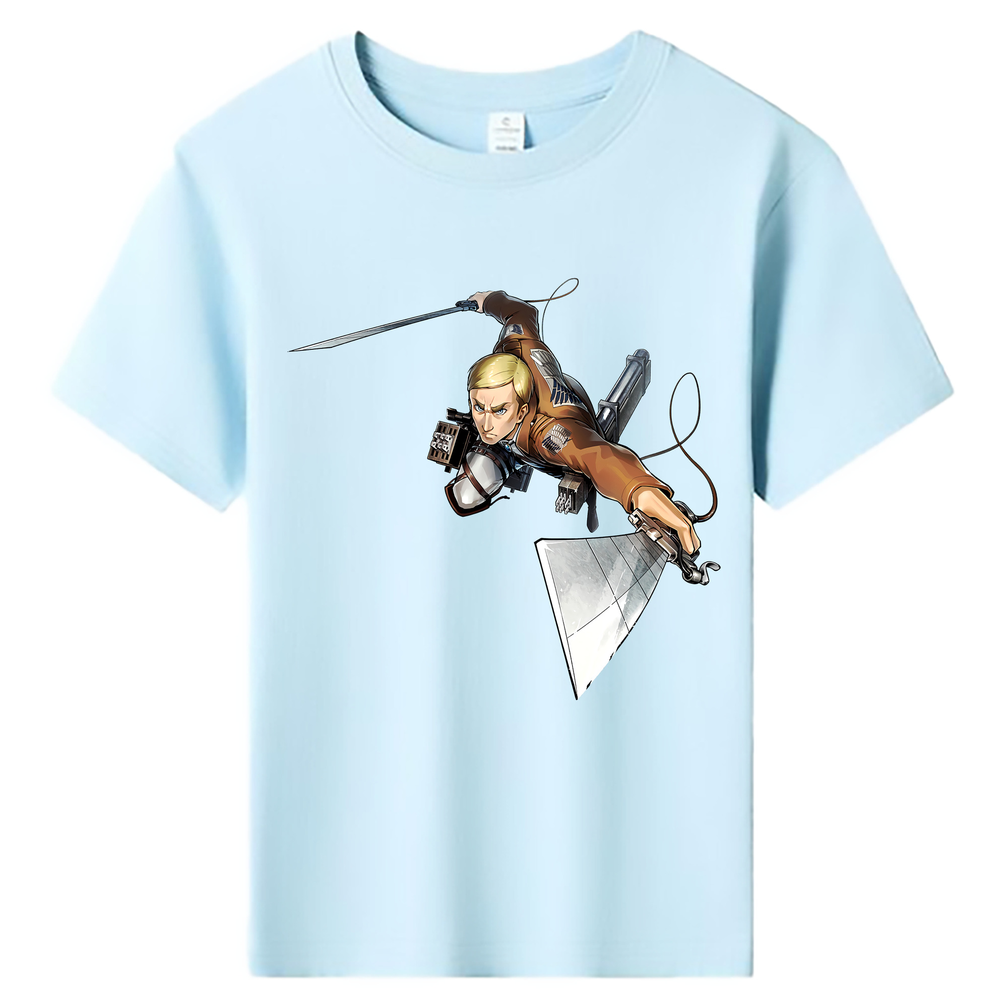 （画像用） 進撃の巨人 エルヴィン・スミス Attack on Titan Erwin Smith 綿100％キッズTシャツ（フロントプリント）
